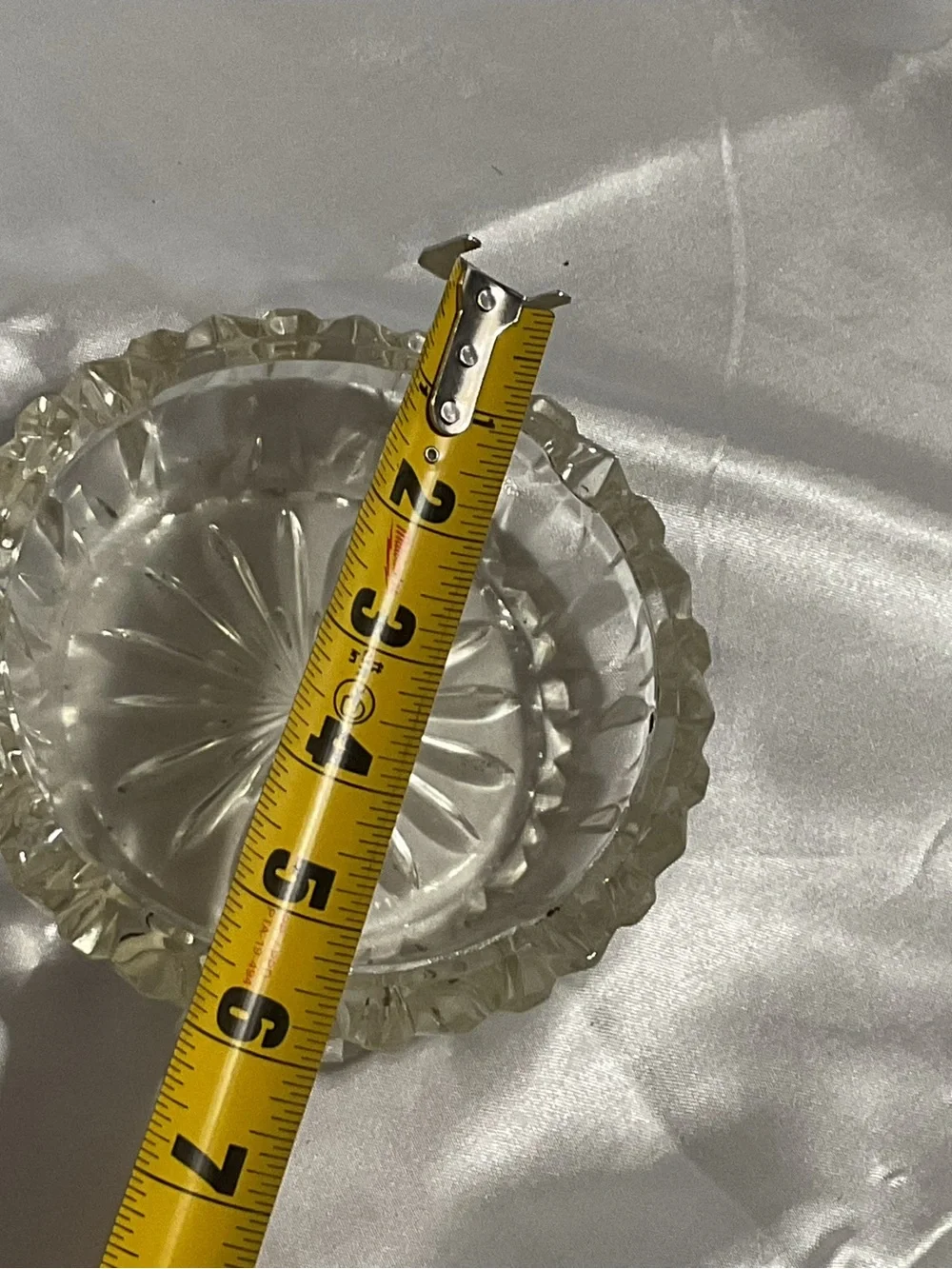 Cut Glass Candy Dish - Clear with Pale Yellow Tint